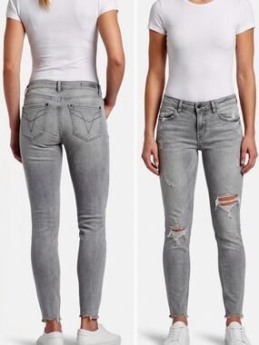 VIGOSS Women's Distressed Grey Skinny Jeans w Stretch